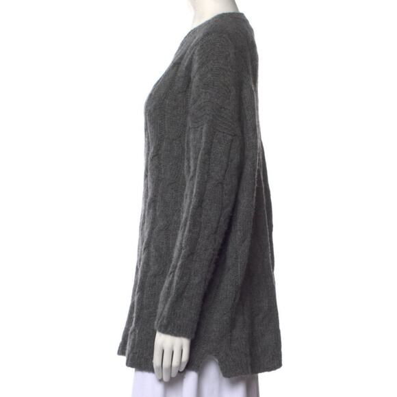 Jarbo Rinnova Charcoal Gray Soft Baby Alpaca Cableknit Tunic Sweater S $548 - Picture 4 of 10